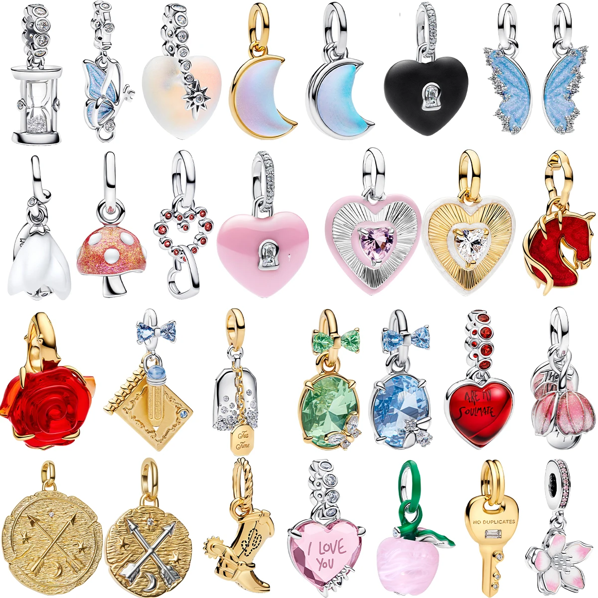 Special Offer Original 925 Sterling Silver Charms Moon Heart Butterfly Flower Beads Bracelets Necklaces Women DIY Jewelry Gift