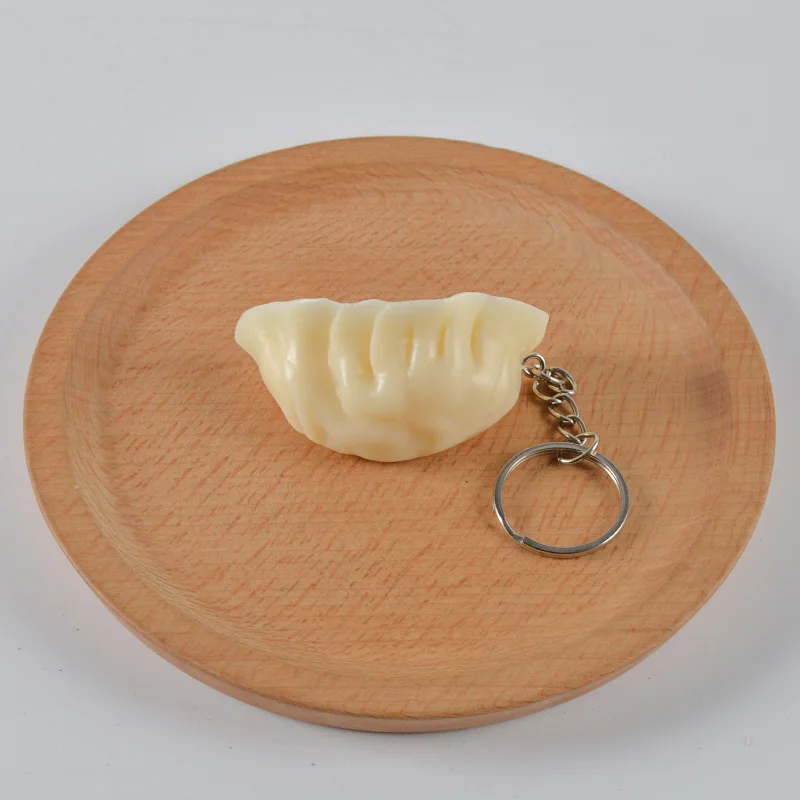 LLavero de bola de masa hervida simulada modelo de bola de masa hervida llavero geométrico para mujeres niñas serie de alimentos bolsa accesorios llavero