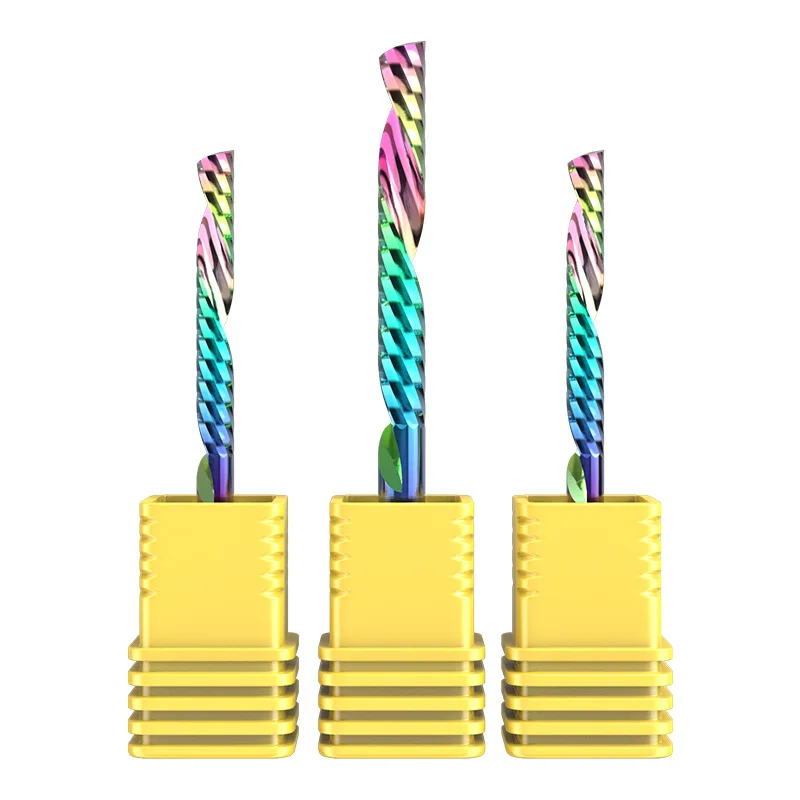 Fresa a spirale a lama singola con gambo da 3,175/4/6 mm con rotazione sinistra, punta per router CNC in carburo HRC60 in alluminio. Plastica. Acrilico