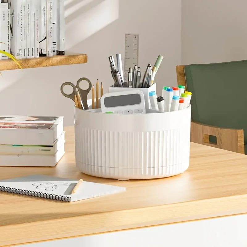 Rotating Desktop Storage Box Cosmetic Brush Organizer Tube Table Dresser Eye Shadow Brush Pen Holder for Home Organization