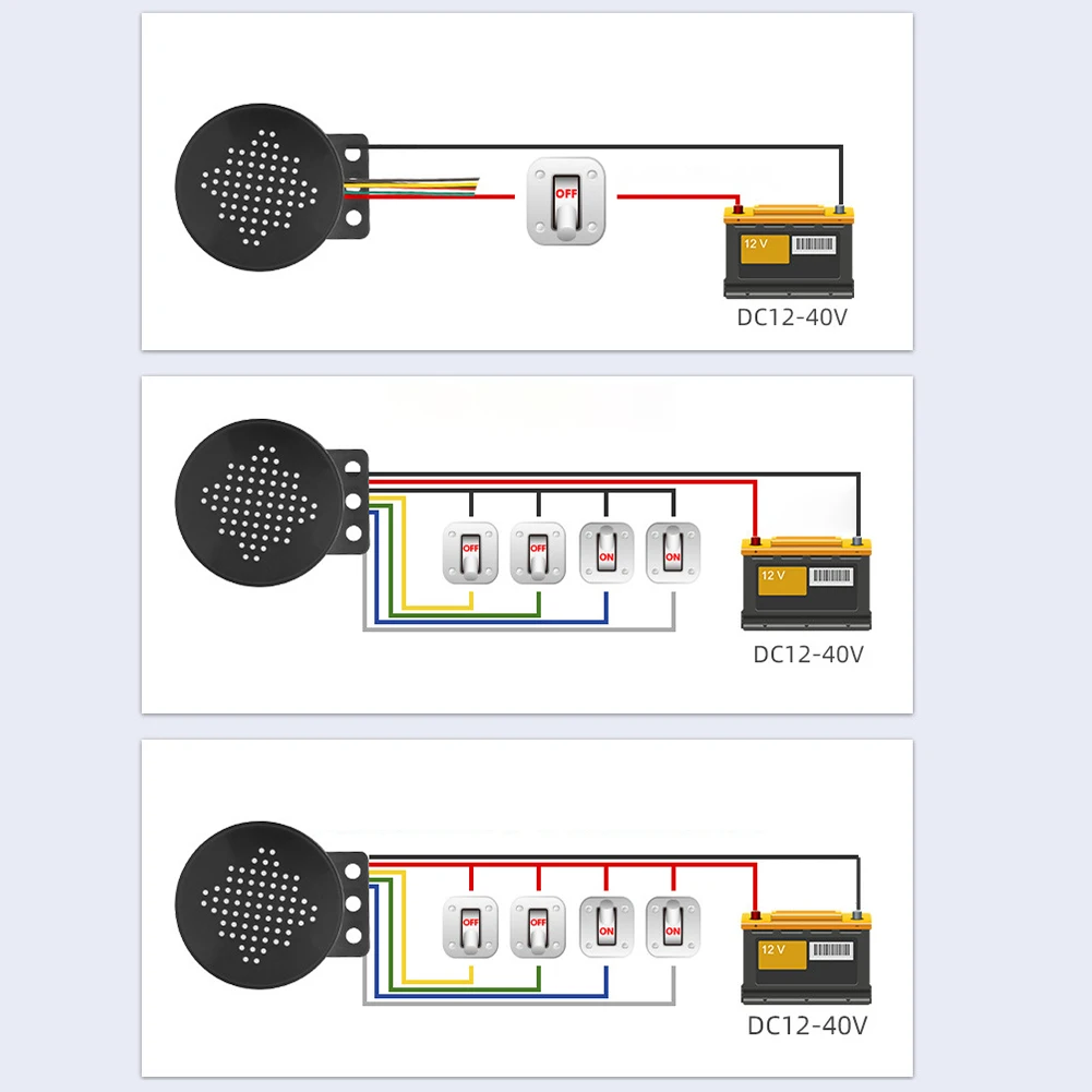 12-24 فولت سيارة بدء صوت مخصص 4-قناة الزناد مكبر صوت المطالبة التيار المتناوب/تيار مستمر محول إنذار الصوت عكس صفارة الإنذار الطنان إنذار القرن #6