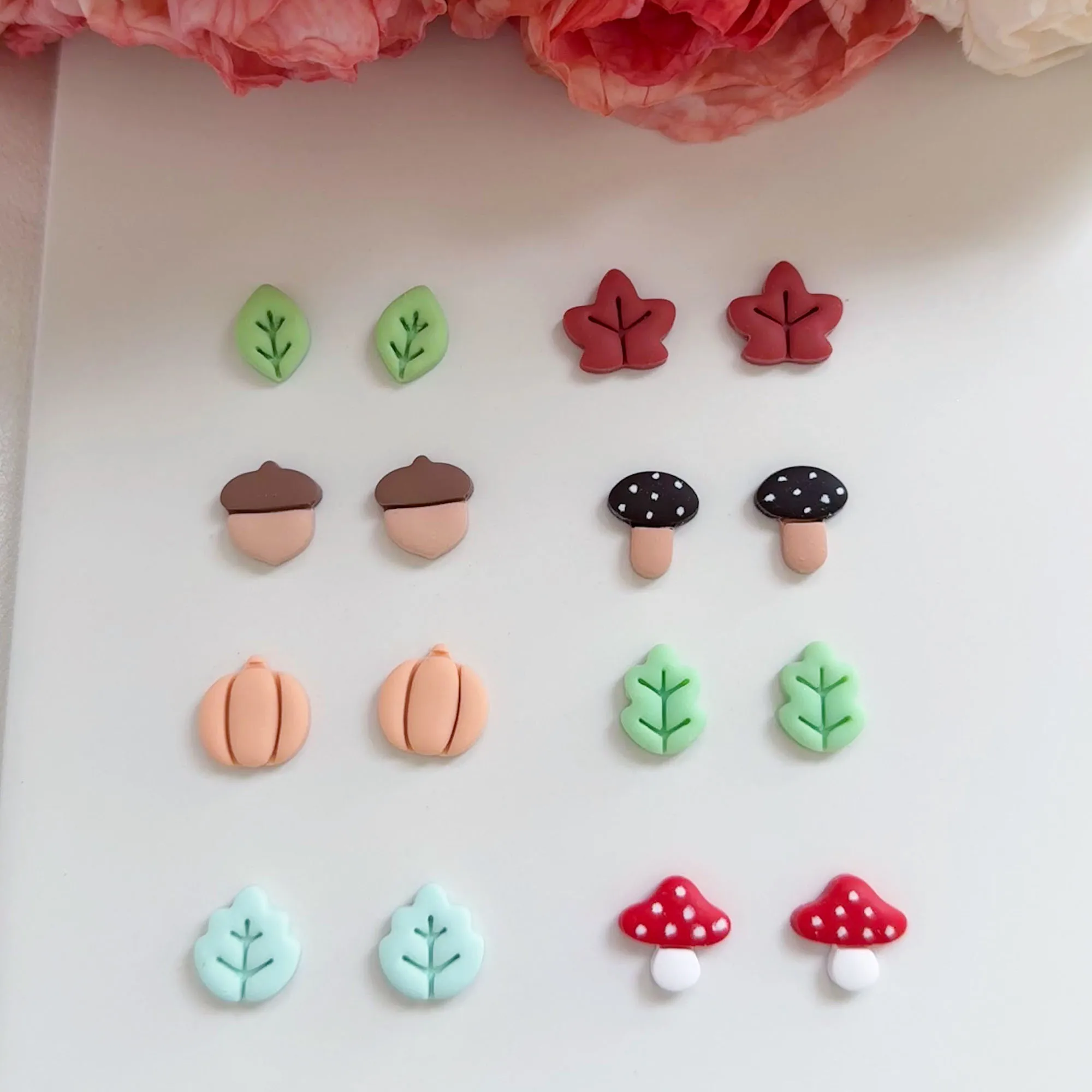 1Pc Mini Leaf/Hazelnut/Mushroom/Pumpkin/maple leaves Shaped Polymer Clay Cutters For DIY Earrings Stud Makings image 2