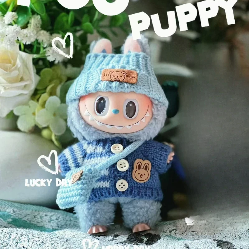 

Для 15-17 см v1v2 Labubu Одежда наряд Labubu Сидячая вечеринка Этикетка с медведем Шарф Шляпа Сумка Аксессуары для кукол Милые украшения