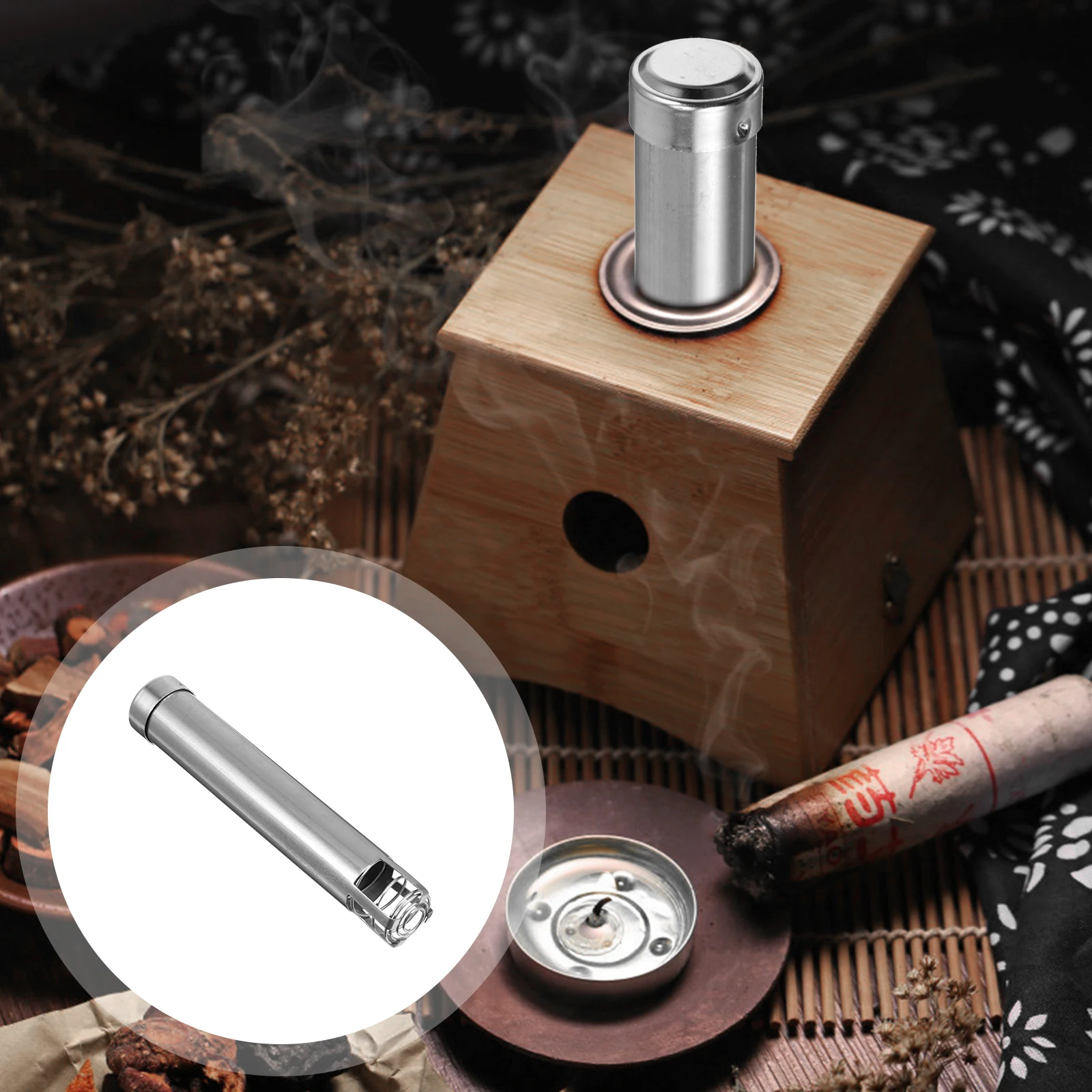 

Moxa Cone Pusher Healthy Stainless Steel Storage Moxibustion Box Burner Heat Treatment Arthritis Back Pain Relief