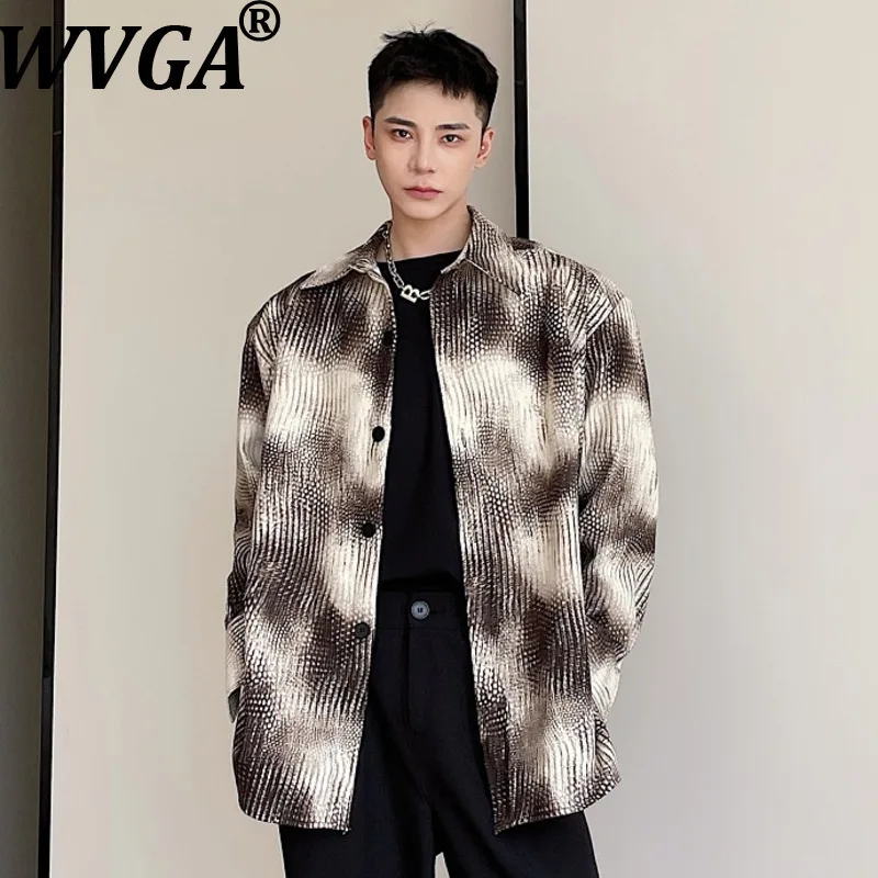 

WVGA Spring Autumn New Man Y2K Tie Dyeing Personalized Printed Long Sleeve Shirts Niche Chic Casual Wide Shoulder Tops Ins W8873