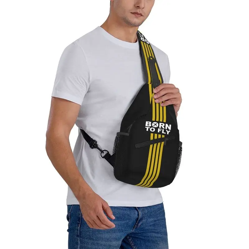 Mochila personalizada Born To Fly Captain Stripes para hombre, bandolera para el pecho, mochila de aviador de aviación, piloto de vuelo