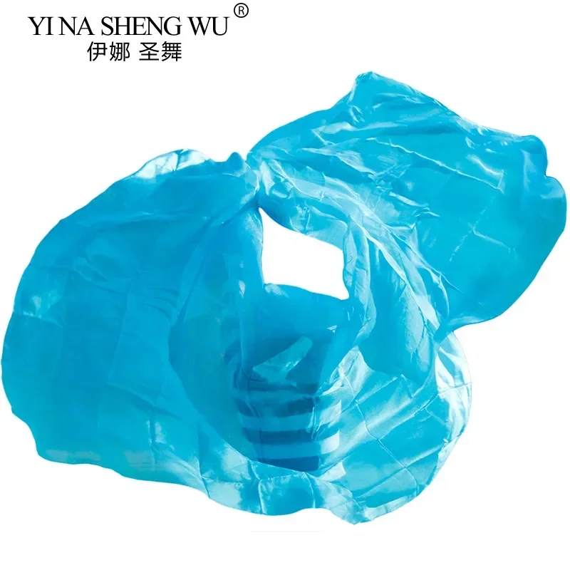 100% الحرير الرقص الشرقي الحجاب الرقص الشرقي وشاح شال حريري لون الفيروز النقي أداء الرقص الشرقي الحجاب الحرير 250/270*114 سم #4