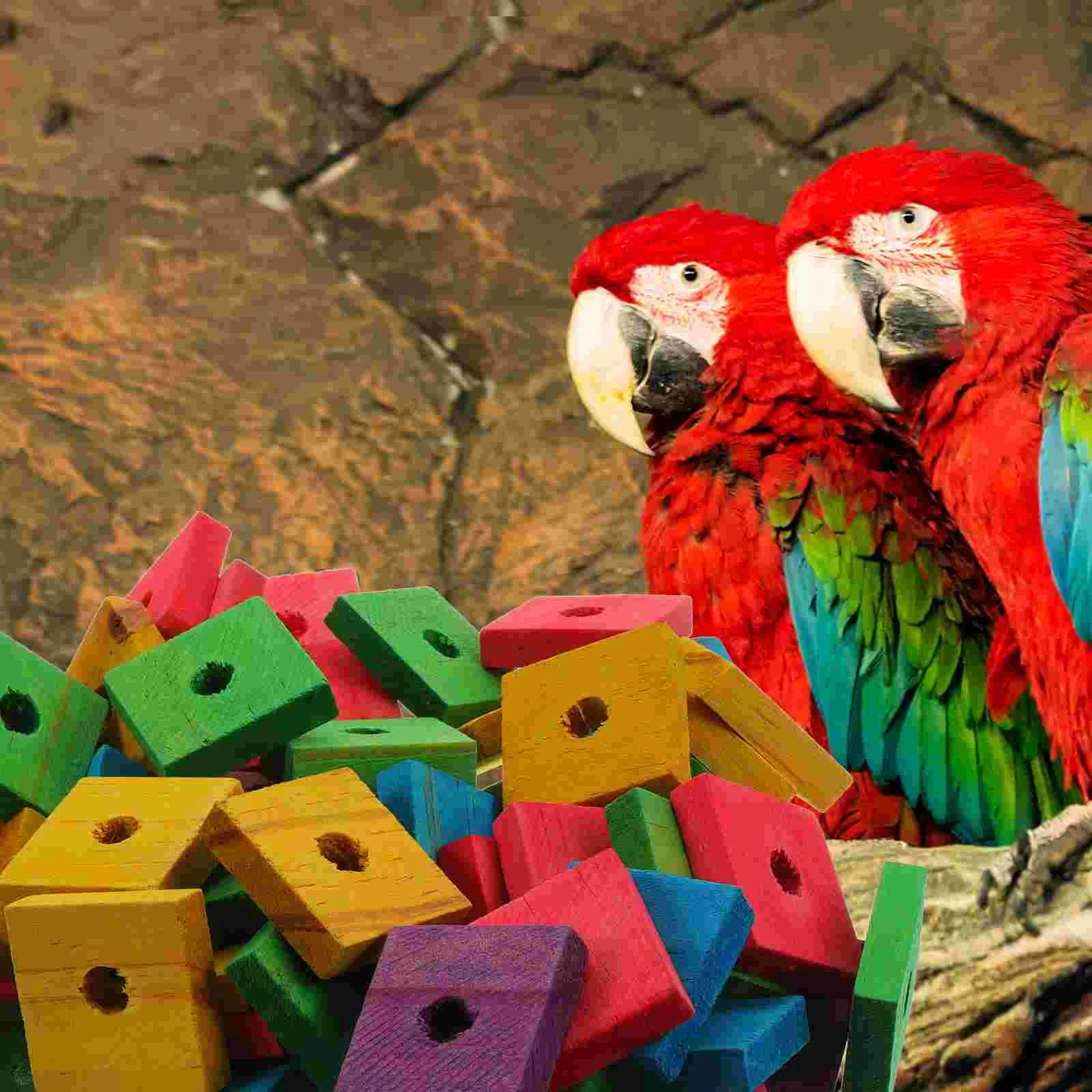 

DIY Wood Chips Parrot Pendant Toys Bite Wooden Plaything Teeth Grinding Pet Bird Cage