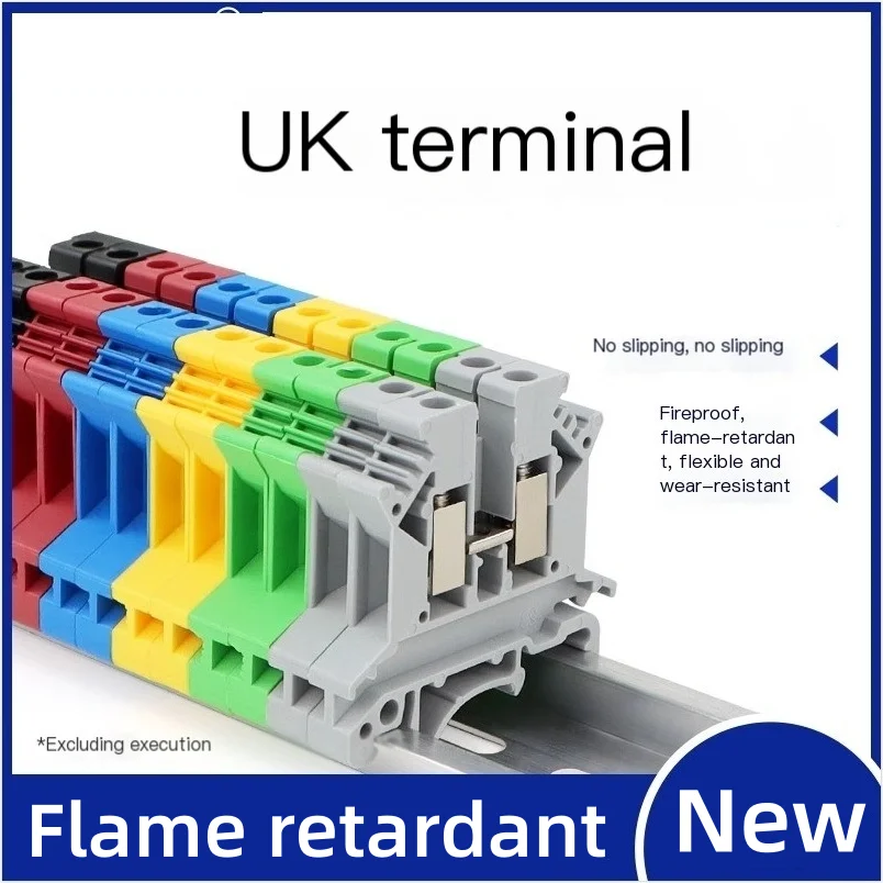 10Pcs Din Rail Terminal Block UK3N 32A 800V Wire Electrical Conductor Universal Connector Screw Connection Terminal Strip Block