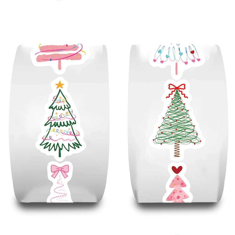 500 قطعة شجرة عيد الميلاد لفة ملصق Catoon الهاتف المحمول الرجعية دراجة القهوة سكيت تخصيص الفن ملصقات مقاومة للماء