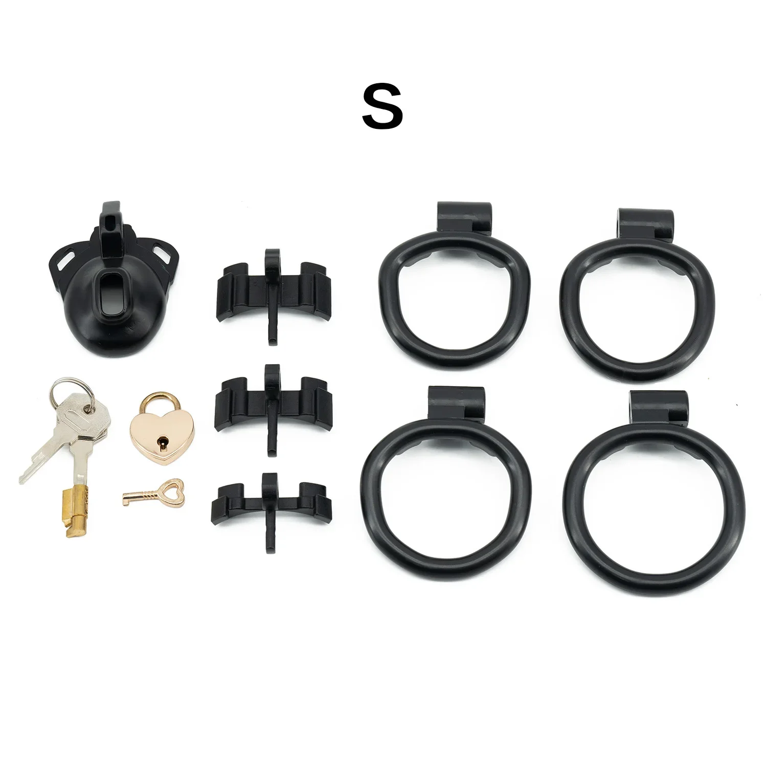 Male Chastity Lock with 3 Adjustable Rings High Quality Cock Cock Cages Heart Shaped Locks Double Locks 4 Size Rings Penis Locks