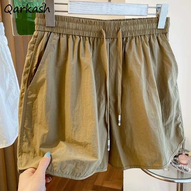 

Wide Leg Shorts Women Vintage Joggers American Style Casual Summer Elastic Waist Baggy Streetwear Cool Unisex All-match Daily