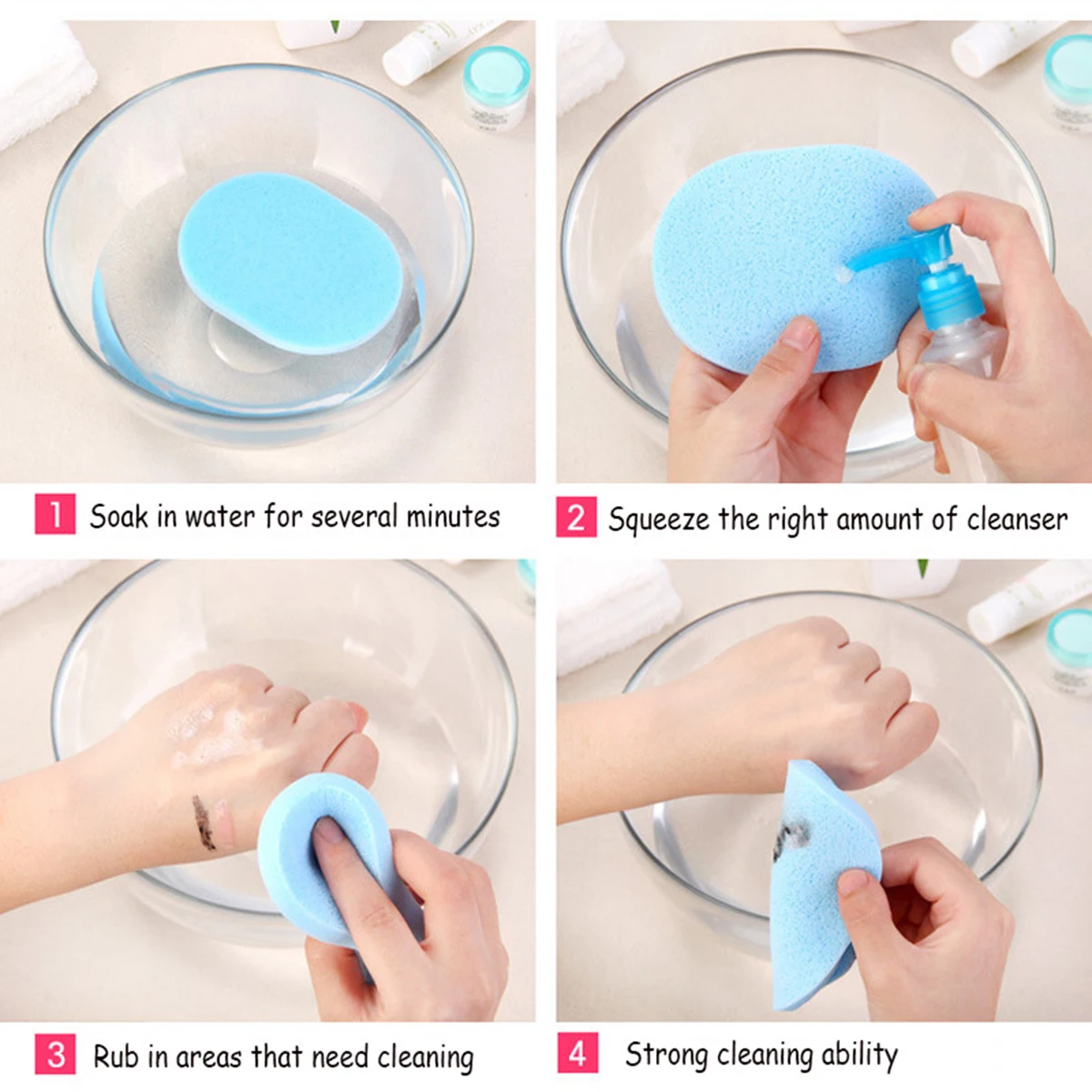 1 pcs Wash Face Sponge Facial Cleansing Sponge Fashion Makeup Tools Compressed Pad Powder Puff (Random Color)