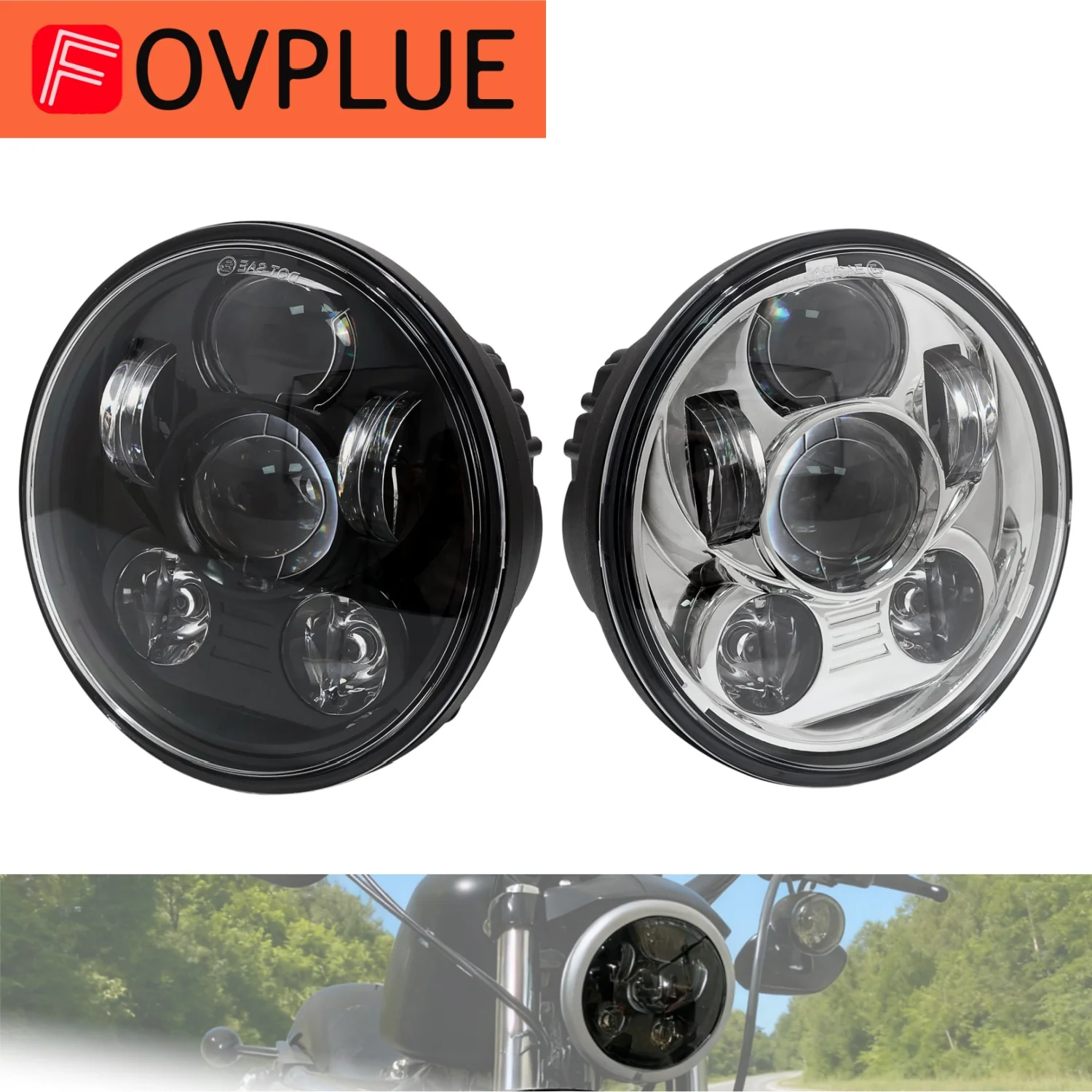 

Motorcycle 5-3/4" 5.75" LED DRL Headlight Night Headlamp For Harley Softail Dyna Low Rider Street Bob Sportster Iron 883 XL 1200