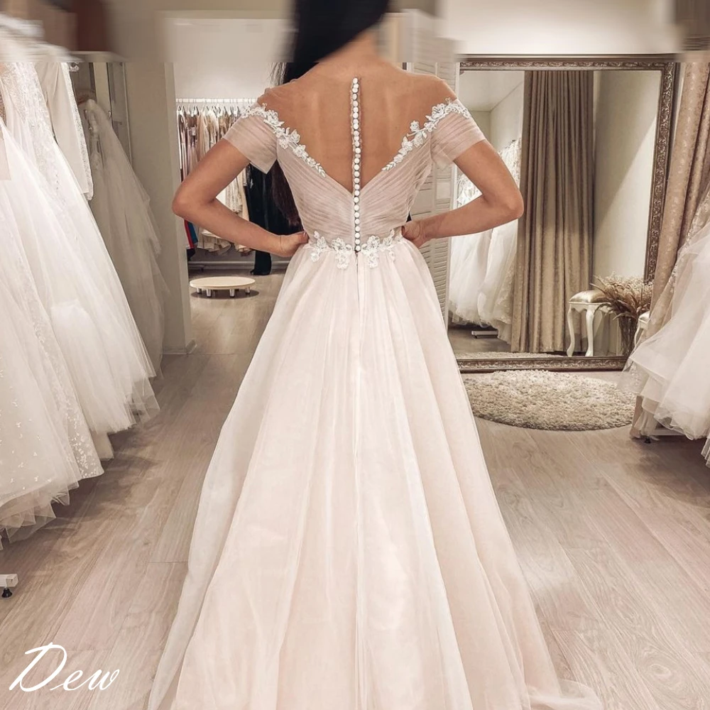 カスタマイズされたホワイトチュール絶妙なアップリケモダンなウェディングドレス高品質ブライダルパーティー繊細な恋人のブライダルドレス