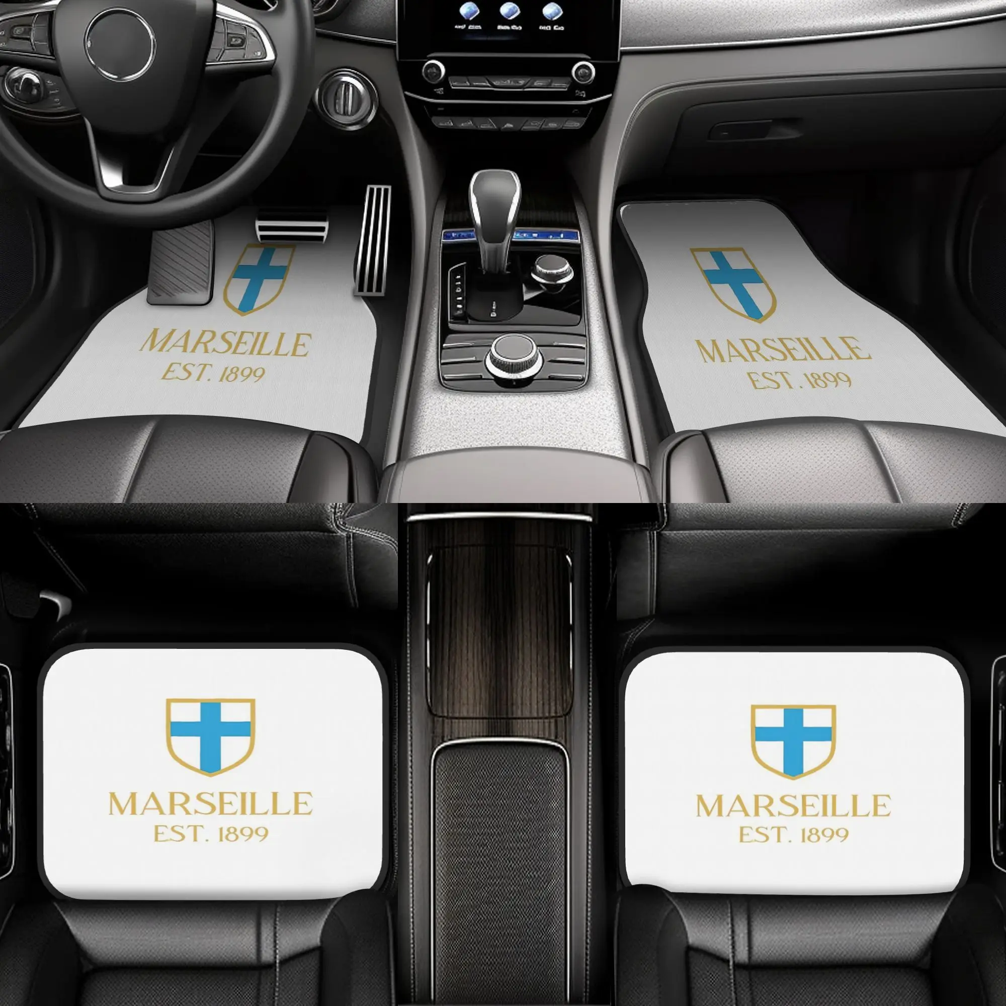 4pcs Marseille Alt Golden Car Floor Mats, Durable, Fit For Cars, Ideal Gift, Vehicle Interior Mats, Playful Design, Durable Mats