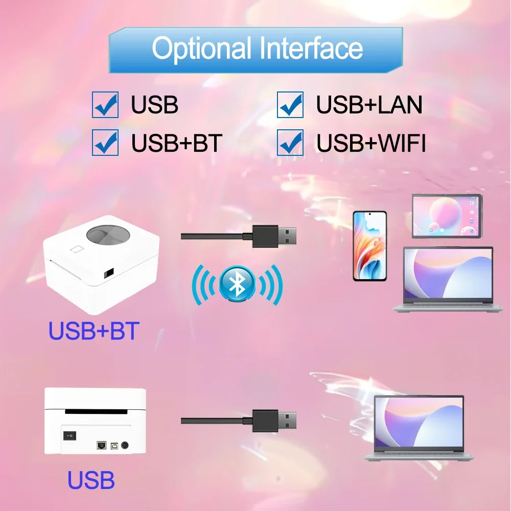 4 inch Fast Speed Wireless Thermal Printer for Amazon FBA Shipping Label Print USB Bluetooth For Post Package Industry Use