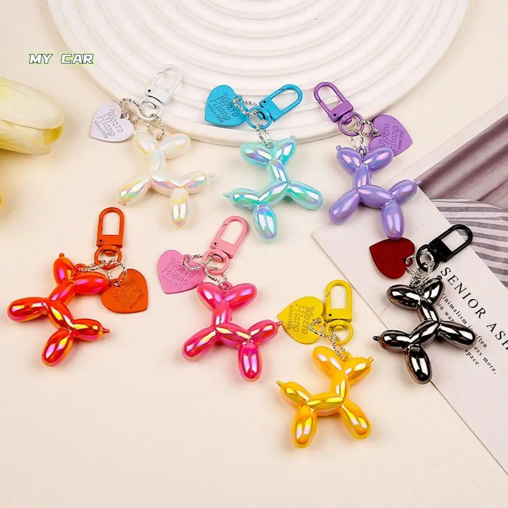 

Kawaii Heart Puppy Balloon Keychain Gold-plating Y2K Balloon Acrylic Dog Keyring Colorful Funny Dog Balloon Keychain Bag Pendant