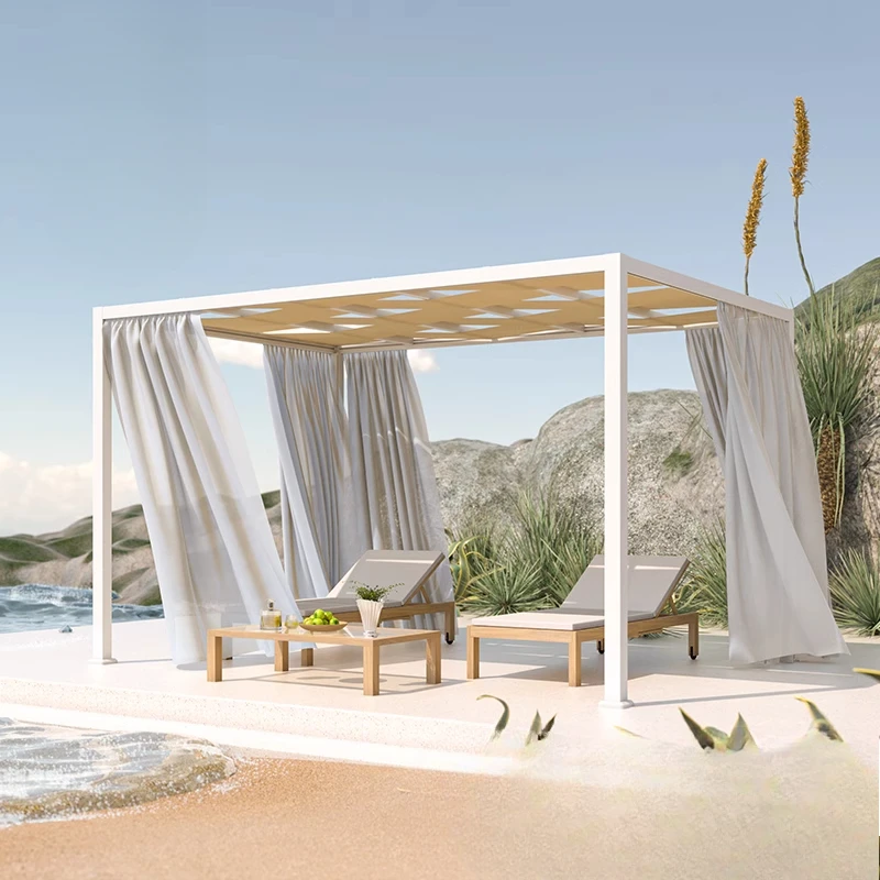 Outdoor Courtyard Shade Fixed Aluminum Roof Terrace Villa Garden Leisure Pavilion Outdoor Modern Gazebo