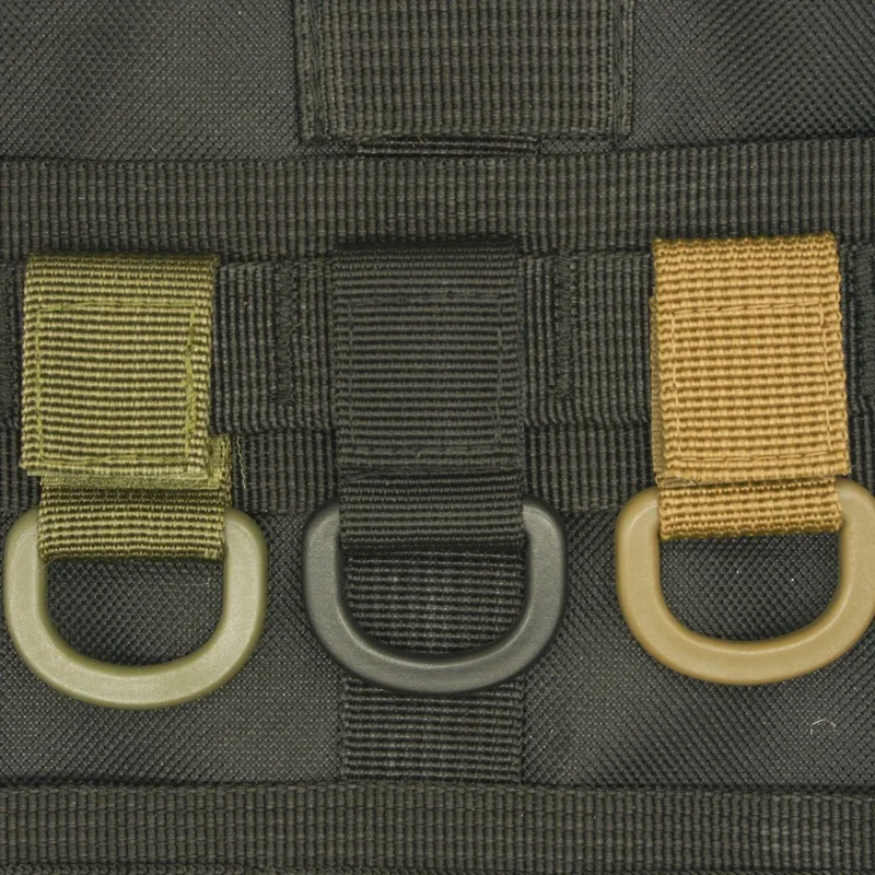 1 buah sabuk anyaman nilon multifungsi taktis Carabiner d-ring pita ajaib gantungan kunci gantungan kunci kait Molle gesper