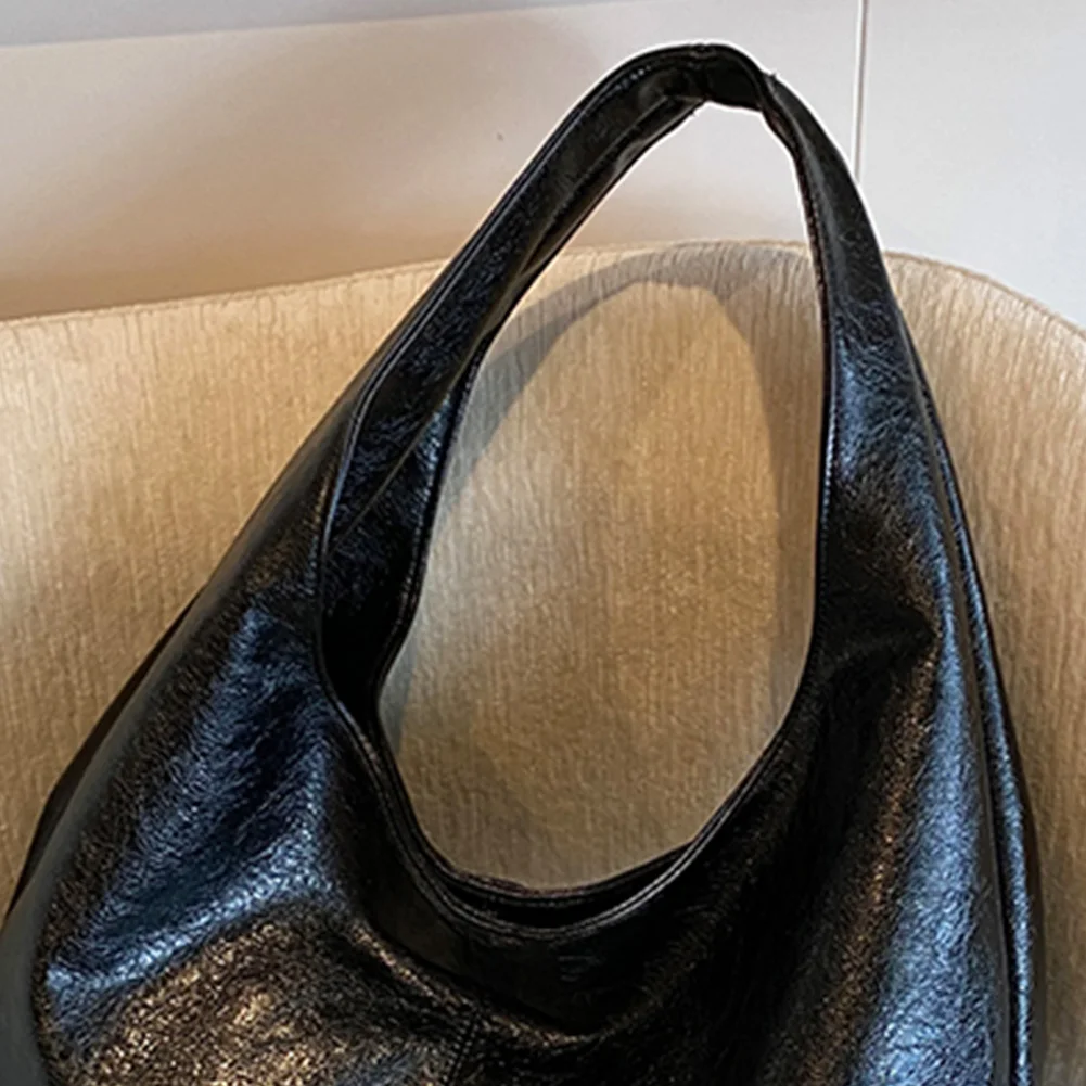 

Women PU Retro Underarm Bag Large Capacity Fashion Shoulder Bag Solid Color Casual Tote Handbag Hasp Closure Outdoor Travel Bag