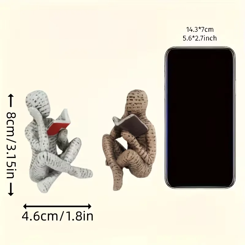 Eine abstrakte, buchförmige männliche Lesefigur – eine einzigartige „Leser“-Skulptur, eine Lesefigur zur Heimdekoration – Detail 8