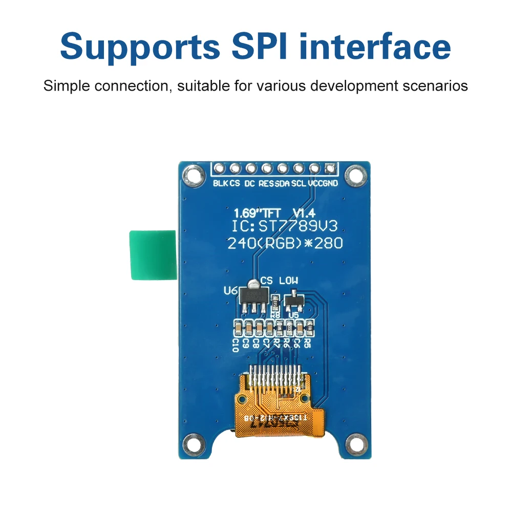 Modul Layar TFT Warna 1.69 Inci 1.69 Inci Layar LED LCD IPS HD 240X280 Antarmuka SPI Pengontrol ST7789 UNTUK Arduino