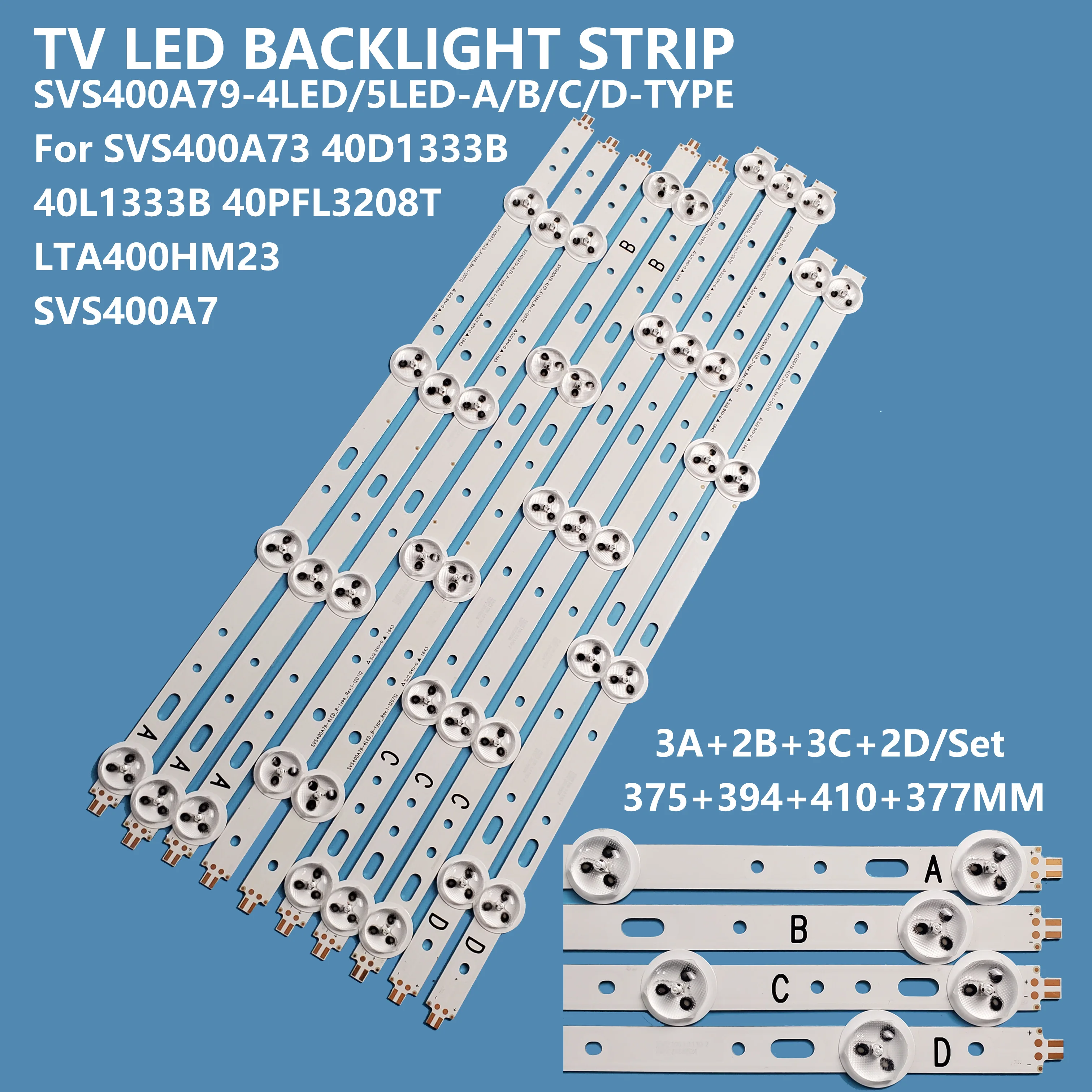 

Новая запасная Светодиодная лента 10 шт., совместима с SVS400A79 A/B/D/C/D 40D1333B 40L1333B 40PFL3208T LTA400HM23 SVS400A73