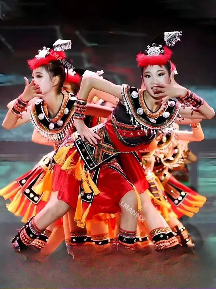 

Children's Zhuang, Dong, Tujia, Yao ethnic minority dance performance costumes