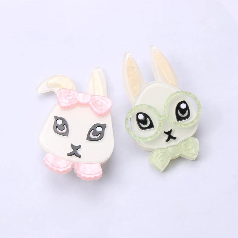 Couple Cartoon Rabbit Brooch Acetate Sheet Animal Pin Creative Pin For Scarf & Jacket