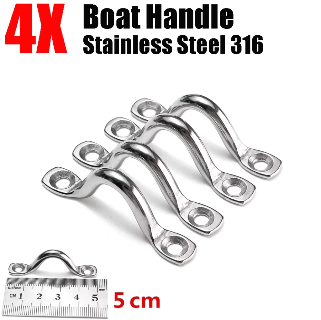4pcs Handle 5mm Stainless Steel Wire Eye Strap Boat Marine Tie Down Fender Hook Canopy Engines Accessories 316 Stainless Steel