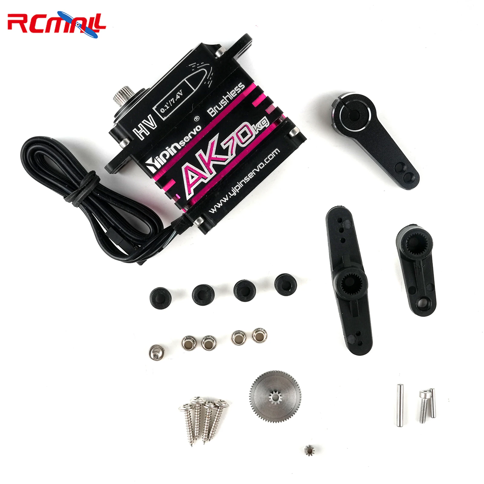 

AK70 High Torque Magnetic Coding Servo 7.4V 70kg Brushless Motor IP67 180 Degree Full Metal Digital Servo for Car Aircraft Robot