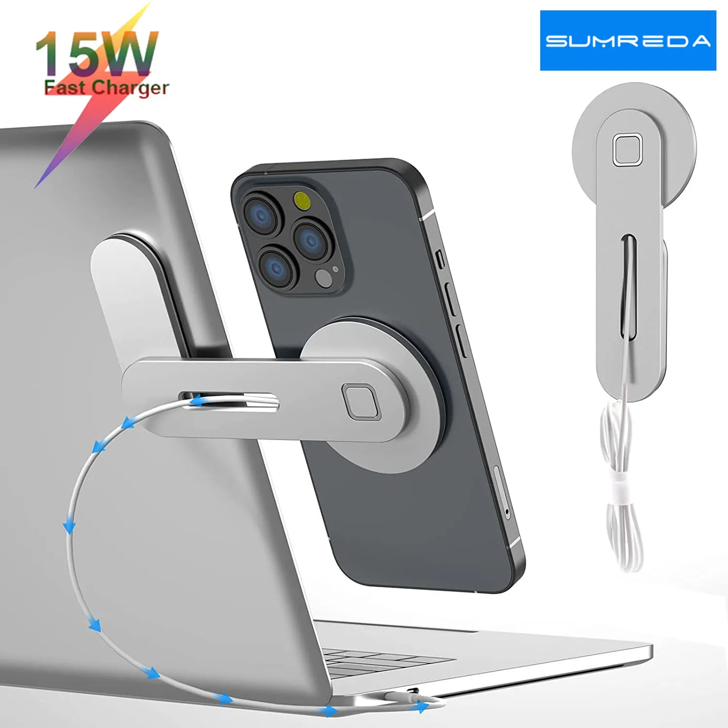 15W Magnetic Wireless Charger Laptop Phone Holder Mount For iPhone 13 12 mini pro max Macsafe Charging Notebook Tablet Stand