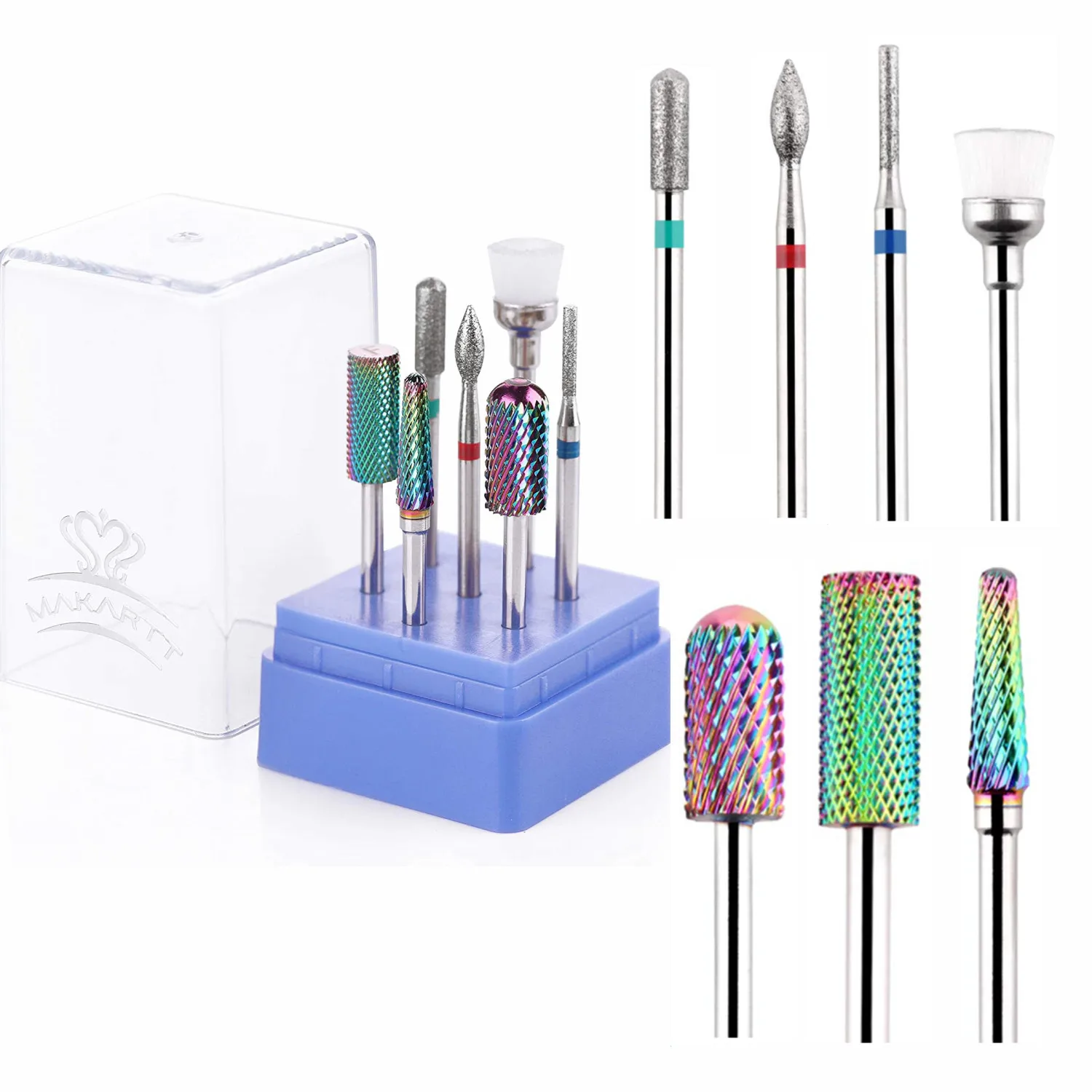 

7Pcs Nail Drill Bits Set For Acrylic Nails,3/32 Professional Tungsten Nail File Bits Nail Art Tools,Manicure Pedicure