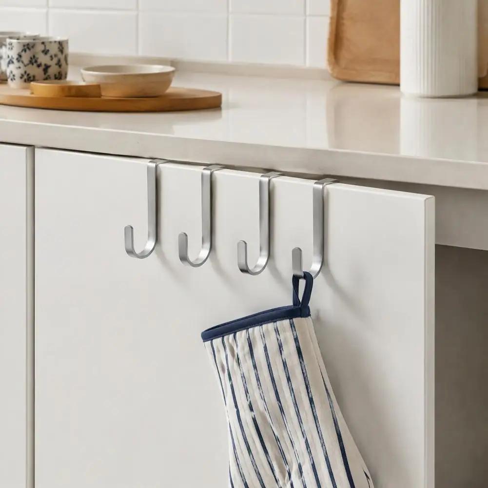 Metal Hook for Renters Heavy Duty Stainless Steel Bunk Bed Hook No Drill Over Door Organizer Space Saving Towel for Bathroom