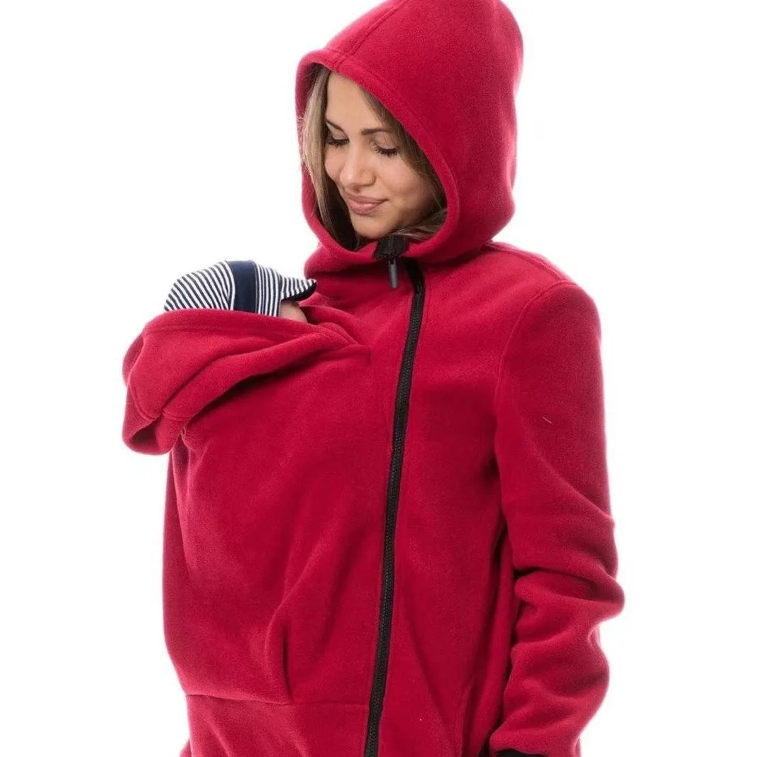 Kangaroo Mom Hoodie Damen Materni Clothing Two-In-One Cross-Border Winter Faion Fce-Futter Sweatshirt von Tee-Acetat...