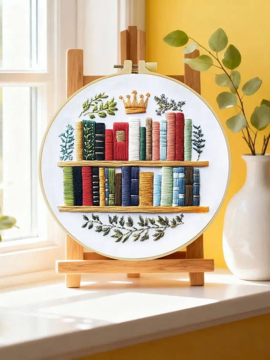1 Stück 20X20CM/15X15CM 7,87/6,3 Zoll Bücherregal Stickerei Starter-Kit DIY-Kit DIY-Stickerei-Set Handarbeiten Malerei – Detail 6
