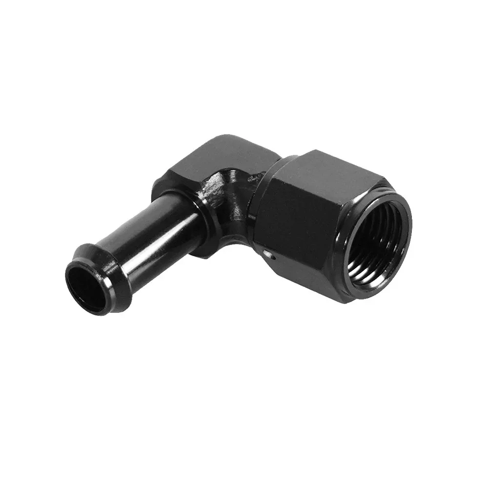 Practical Aluminum 6AN Female Barb Hose Black 90 Degree Swivel AN6-3/8 AN6-5/16 Fitting Adapter