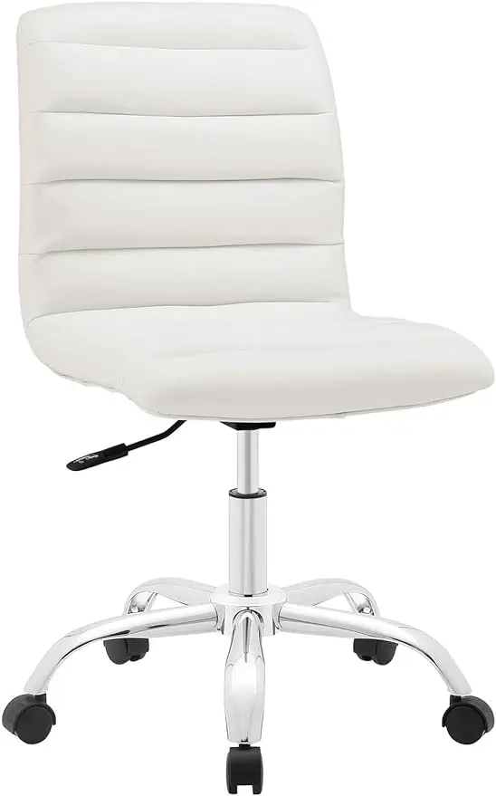 

Modway Ripple Ribbed Armless Mid Back Swivel Conference Office Chair In White