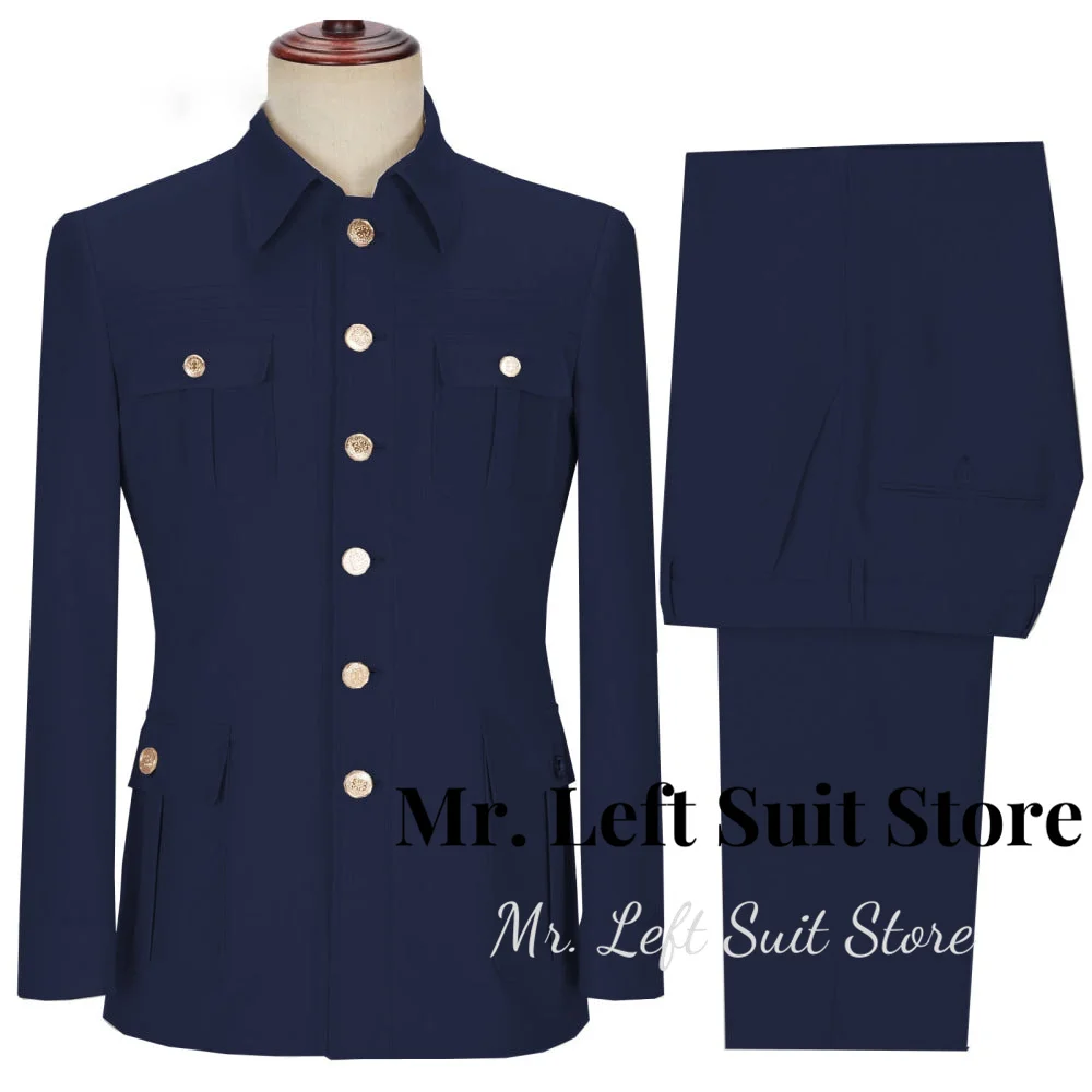

dark blue Men's Suits 2 Pieces Groom Slim Fit Wedding Prom Party Tuxedo Formal Events Suits For Male (Blazer+Pants)