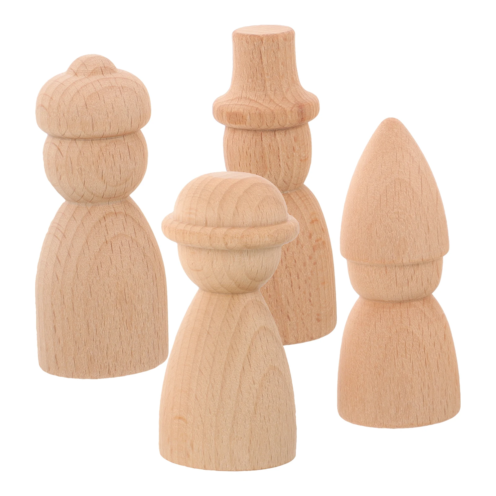 

4pcs Wooden Blank Puppet Body naments Wooden Peg People DIY Graffiti Manual Painting Unfinished Wood Puppets Peg