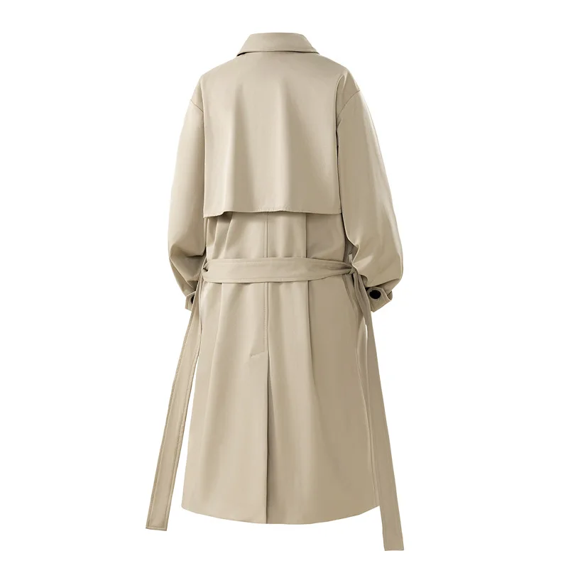 2025New Men's Double Breasted Trench Coat Mid-Length Loose Fit Windbreaker Spring/Autumn Fashionable Outerwear for Casual Office