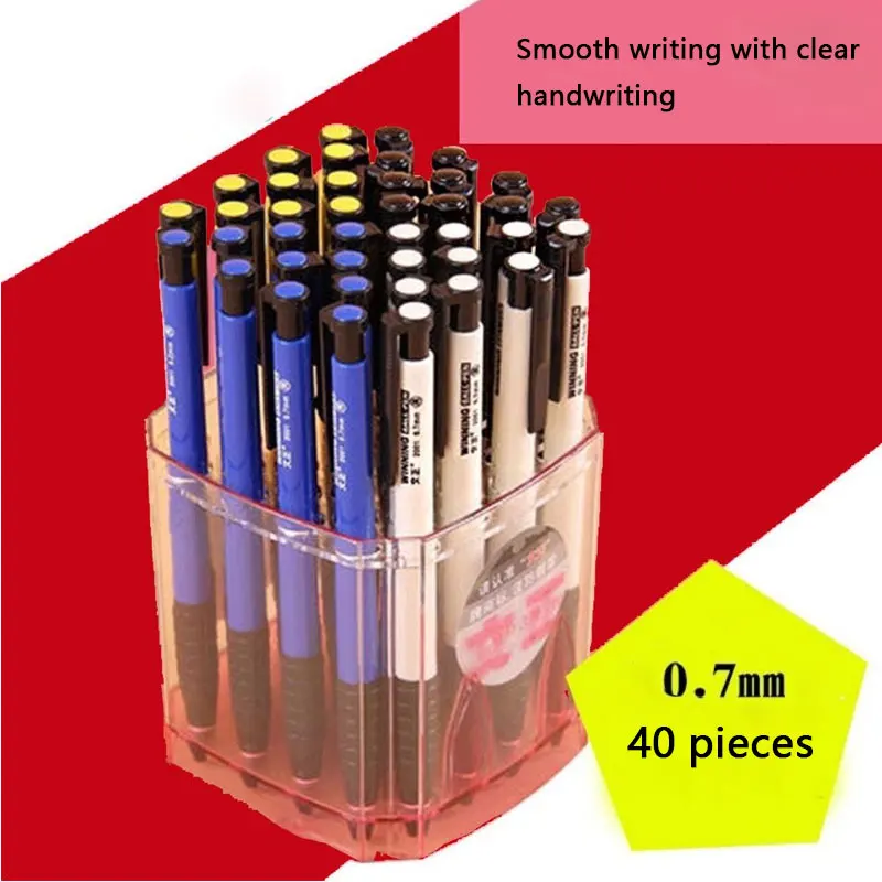 

40pcs Multi-color Ballpoint Pen Press-type 0.7mm Anti-drop Office Supplies for Primary School Teachers Companies Ball Point Pen