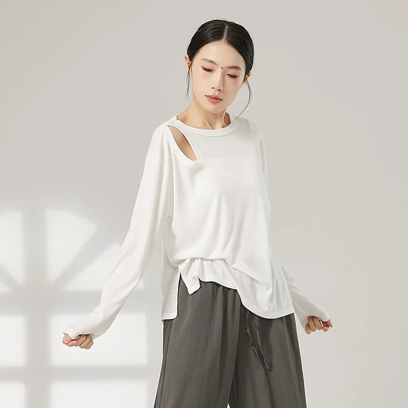 

Modern dance practice clothes, loose blouse, long-sleeved dance clothes, adult body clothes, classical dance tops.