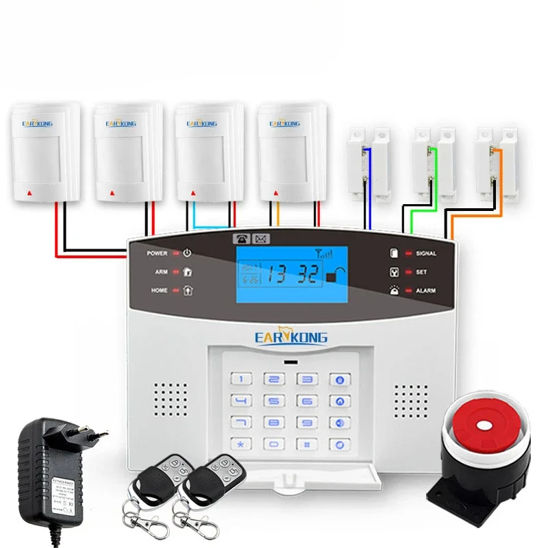 M2B APP Keyboard Screen Intercom Wired & Wireless Home Burglar Security Alarm 433MHz Wireless GSM Alarm System