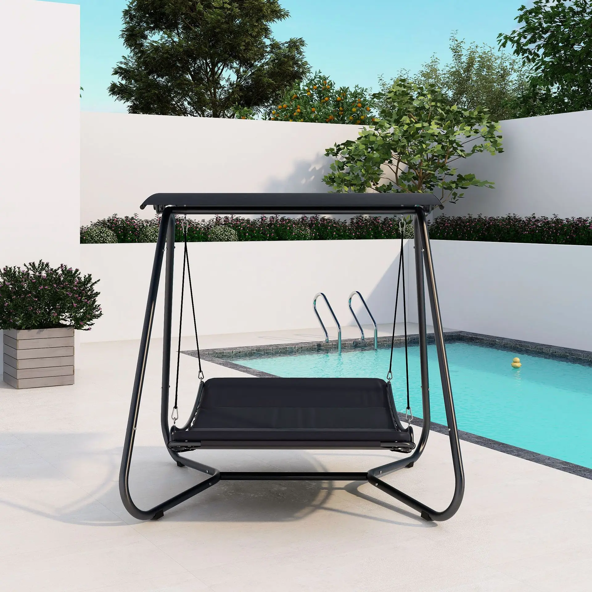 Garden courtyard, leisure wrought iron, reclining seat, outdoor rain and sun protection, cradle bed