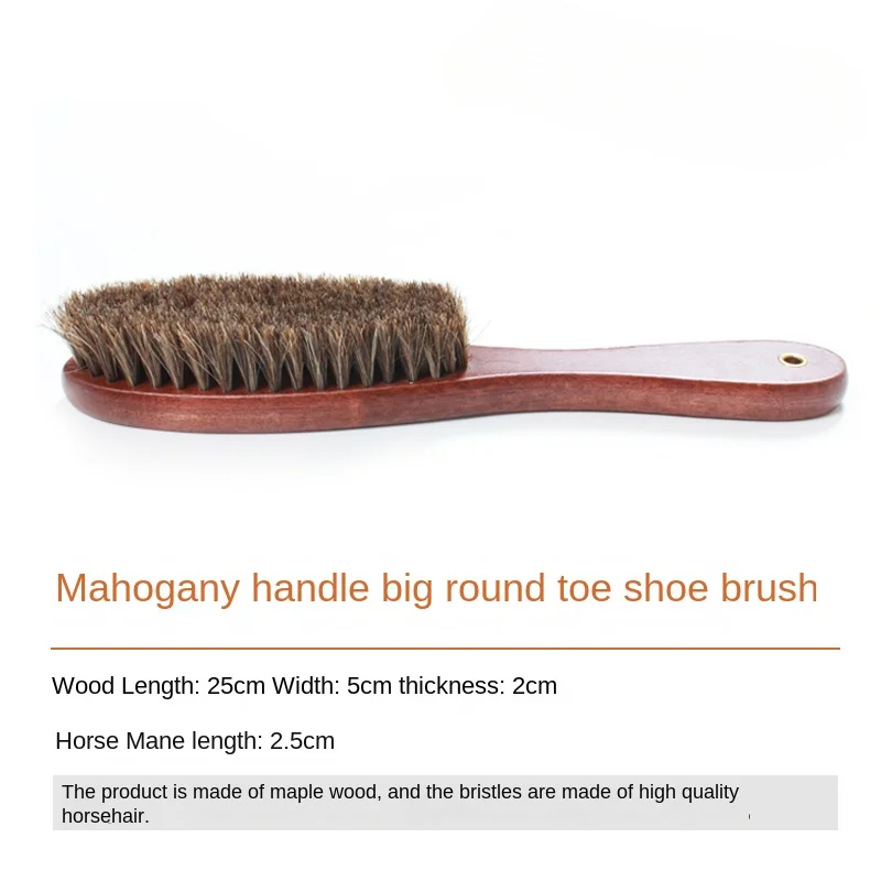 Solid Wood Horsehair Coat Brush Long Handle Brush Coat Cleaning Shoe Brush Horsehair Shoe Brush