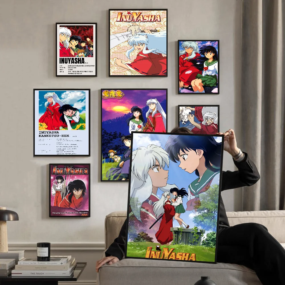 InuYasha Anime Classic Vintage Posters Decoracion Painting Wall Art White Kraft Paper Kawaii Room Decor