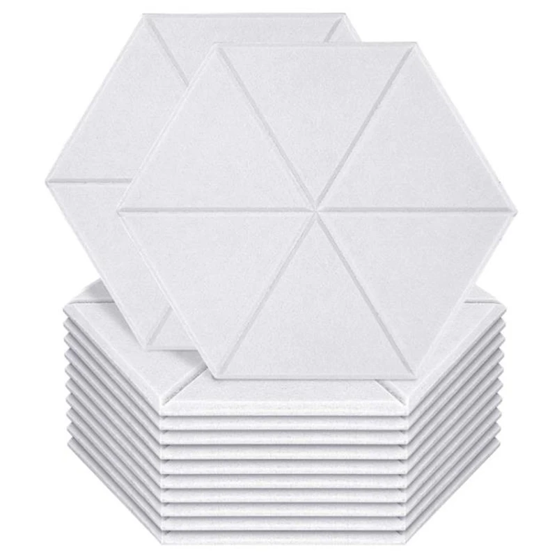 12 Pack Sound Proof Padding Acoustic Panels,Hexagon Sound Absorbing Panel Beveled Edge Sound Panels,For Home & Offices