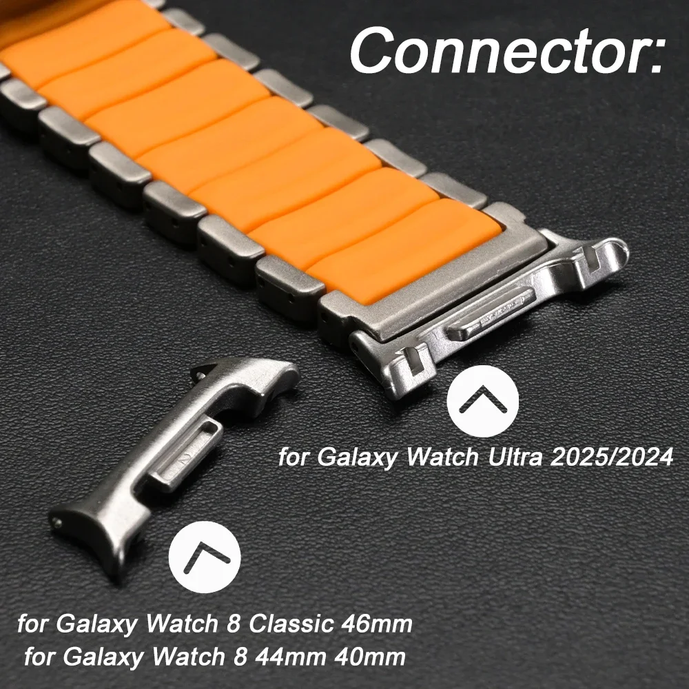 سوار تيتانيوم فاخر لساعة سامسونج جالاكسي الترا 2025 47 ملم حزام معصم مطاطي للرجال لساعة جالاكسي 8 كلاسيك 46 ملم 8 44 ملم 40 ملم #6